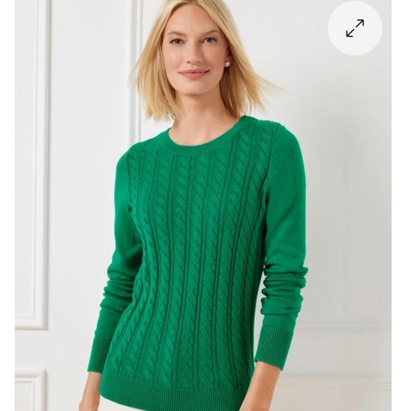 Talbots Green Crewneck Cable Button Detail Sweater New Size Medium - Picture 1 of 4
